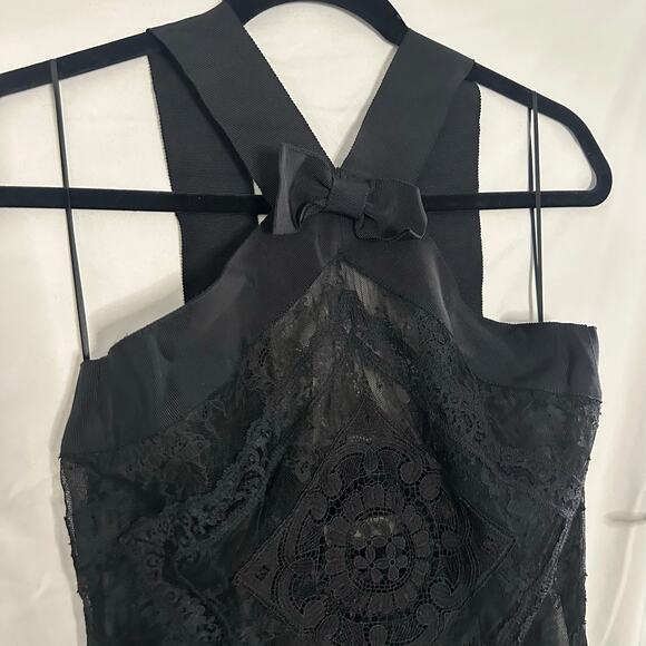 Doen Lace Panel Halter Neck Knee Length Dress Black Size Small - Picture 4 of 4